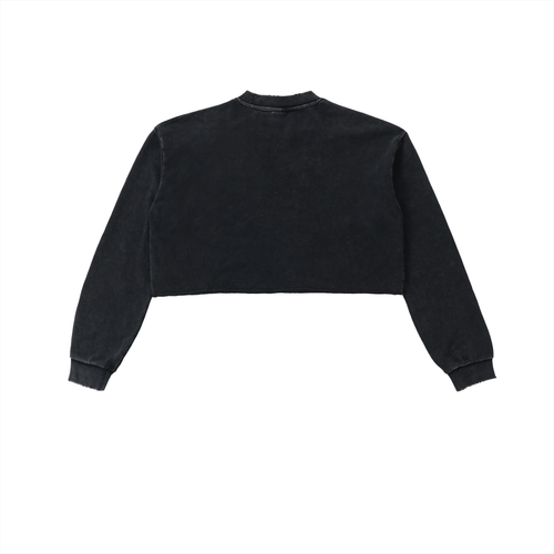 Get Wyld - Snow Washed Raw Edge Cropped Sweatshirt